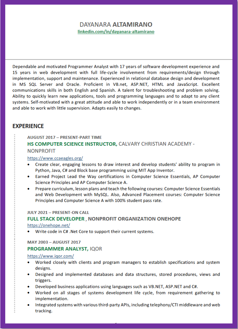 My Resume Preview